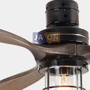 Edison loft white and wood ceiling fan with led light for bedroom