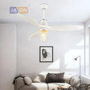 Edison loft white and wood ceiling fan with led light for bedroom