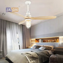 Edison loft white and wood ceiling fan with led light for bedroom