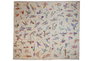 8.5x9.5 Mixed Weave Pakistani Pictorial Kilim Design Square Carpet