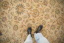 8.5x11.5 Vintage Distressed Kashan Carpet
