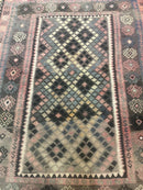 Persian Kurdish Kilim Rug 8x10, Large Flatweave Tribal Bohemian Rug, Vintage Zarand Kilim