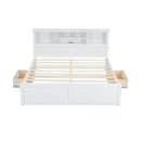 Platform Bed With Multi Storage Headboard, USB And Drawers