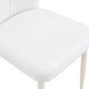 Modern minimalist dining chair, white PU leather curved back and seat cushion, white metal chair legs, suitable for dining room, bedroom, living room. A set of 2 chairs. 008