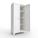 61'' 2 Shapely Doors Cabinet, Metal Storage Cabinet with Doors and Adjustable Shelves, for Bedroom, Living Room-White