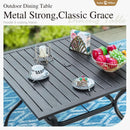 Patio Table And Chairs Set Black 37 Inch Square Table For 4