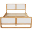 Modern Style Full Size Solid Wood Platform Bed for Kids, Teens, Adults, No Need Box Spring, Walnut and White