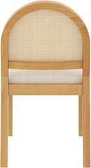Bailey 19 Inch Boucle Dining Chair With Rattan Back And Wood Legs