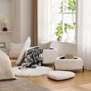 Ivory Faux Fur Upholstered Storage Ottoman Set with Metal Legs, Coffee Table with Reversible Lid