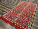 Moroccan Kilim Rug 4x8, Flatweave, Bohemian, Red Ivory Orange