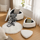 Ivory Faux Fur Upholstered Storage Ottoman Set with Metal Legs, Coffee Table with Reversible Lid
