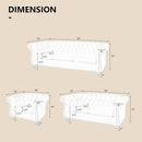 3 Piece Velvet Living Room Set Sectional Chesterfield Sofa Upholstered Loveseat And Chair