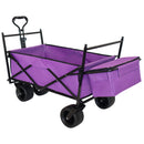 480Lbs Collapsible Wagon with Canopy,Wagon Stroller with 7' All-Terrain Wheels, Lightweight Foldable Wagon, Large Capacity for Camping, Shopping, Sports, and Garden Use, purple