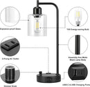 Industrial Table Lamps 2 Pack Black Dimmable USB Ports