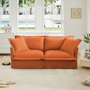 Modern Slipcovered 2-Seat Sofa Couches for Living Room, 2 Seater Sofa, Plain Chenille Deep Seat Sofa with Upholstered Cushion&Detachable Cover, Comfy Sofa Couch for Small Space, Apartment,Orange