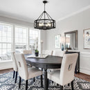 6 Light Black Rustic Drum Chandelier For Dining Room