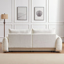 Lamb's wool 2-seater cushion sofa 90" comfortable sofa for living room Bedroom and other casual spaces Lamb's wool sofa with 2 cushions and 2 ball pillows. (BEIGE)two sets