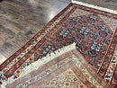 Persian Malayer Rug 4x7, Tribal Rug, Geometric, Antique Oriental Carpet, Red Blue Cream, Boho Rug, Hand Knotted Wool Rug