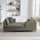 77.95'' Wide Modern Double-Sided Upholstered Chaise Lounge Indoor,Chenille Fabric Sleeper Sofa Couch With 4 Throw Pillows, Daybed with Rubberwood Legs For Living Room, Bedroom, Apartment,Green