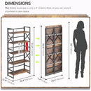 5 Tier Folding Bookshelf No Assembly Rustic Brown Storage