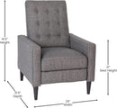 Ezra Pushback Recliner Gray Fabric Mid Century Modern