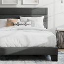 Full Size Upholstered Bed Frame With Grey Headboard