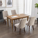 Velvet Dining Chairs Set of 4 Beige With Curved Wood Legs