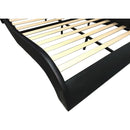 Faux Leather Upholstered Platform Bed Frame with led lighting, Bluetooth connection to play music control, Backrest vibration massage, Curve Design, Wood Slat Support, Exhibited Speakers,King Size