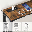 Rustic Brown Sofa Table With Power Outlet And USB Ports