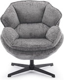 Gray Swivel Upholstered Accent Chair With Metal Legs