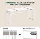 80 Inch White Computer Desk With Storage Metal Frame