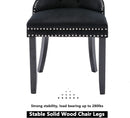Black Velvet Tufted Dining Chairs With Nailhead Trim