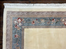 Chinese Carving Rug 8x10, Chinese Wool Carpet 8 x 10, Cream, 120 Line Rug, Vintage Handmade Art Deco Asian Oriental Rug, Aubusson Rug