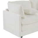 Modern Modular Sofa Couch Upholstered in Corduroy with Side Storage and Movable Ottomans, Beige, 112.6'