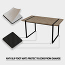 59' MDF light wood dining table and modern dining chair 4-piece set, medieval wooden kitchen dining table set, rectangular metal base, dining table and suede chair