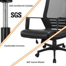 Ergonomic Office Chair Leather Seat Mesh Back Black With Lumbar Support