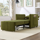 Upholstered Convertible Sleeper Sofa with Adjustable Backrest, Side Pockets, Storage Basket, Green Chenille, 31.5'