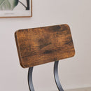 Swivel bar stool set of 2 with backrest, industrial style, metal frame, 29.5" high for dining room. Rustic Brown, 13.4"w x 40.5"h.