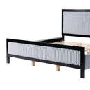King Size Upholstered Bed with Fluffy Soft Headboard,Grey+Black Frame