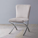 Daire - Side Chair (Set of 2) - Light Gray Velvet & Chrome