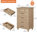 Oak Midcentury Dresser Five Drawers Storage Organizer