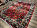 Red Persian Rug 6x9, Medallion Carpet, Ardebil Design, Vintage Belgium Power Loomed Carpet