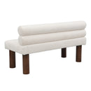 Upholstered Dining Bench, End of Bed, Entryway Bench, Boucle Ottoman for Dining Room, Bedroom, Living Room, Rubber Wood Leg 330 LBS Support, Beige