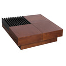 ITALIAN RETRO-Inspired Acacia Wood Storage Coffee Table, Brown & Black, MDF & Acacia, 35x35 inches
