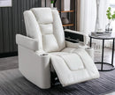 Cream White Power Recliner Chair With USB Ports And Hidden Storage