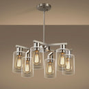 6 Light Farmhouse Brushed Nickel Pendant Chandelier