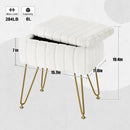 White Faux-Fur Vanity Stool With Premium-Grade Stowable-Storage