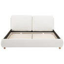 Queen Size Upholstered Platform Bed with Two Removable Pillow Headboard,Boucle Fabric,White
