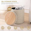 Premium Faux Leather Circular Ottoman With Storage
