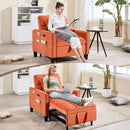Three In One Velvet Orange Convertible Sleeper Chair